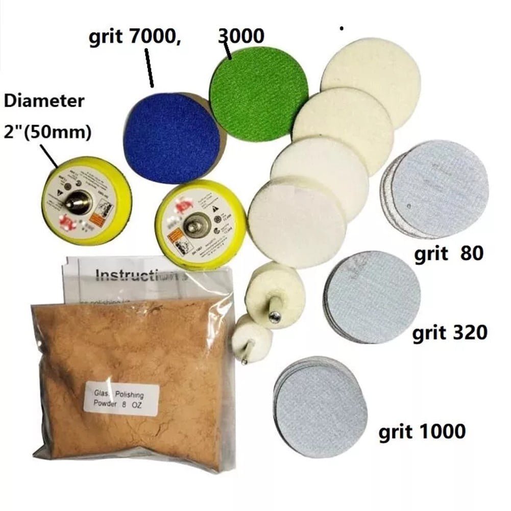 Windshield Scratch Removal Glass Polishing Kit Windscreen Repair Kit with Cerium Oxide Sanding Discs for Drill-