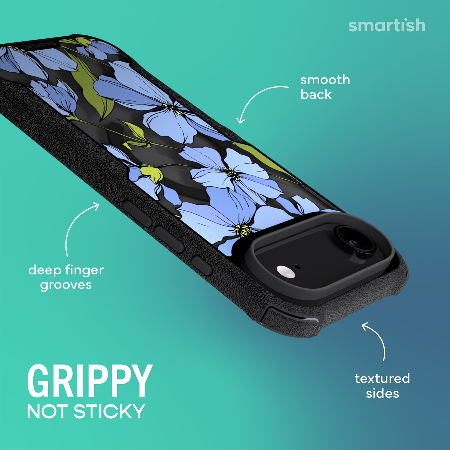 Smartish® iPhone 17 Air MagSafe Case - Gripzilla Protective Magnetic Clear Case [Rugged + Tough] Heavy Duty Grip - Anti-Yellowing Drop Tested Cover for Apple iPhone 17 Air - Blue Blossoms