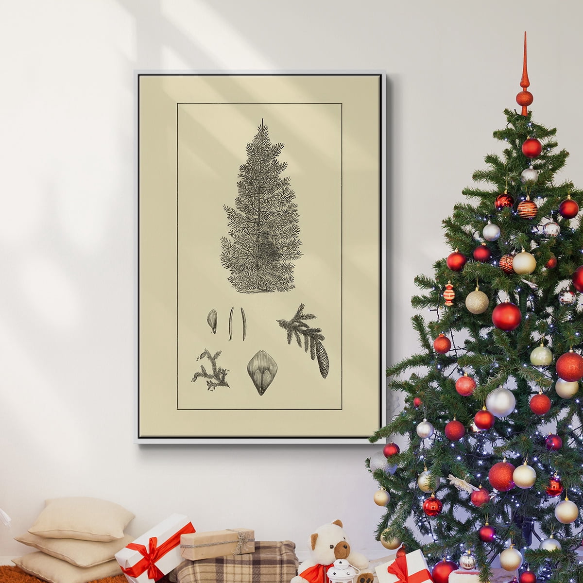 Arbor Study I - Framed Gallery Wrapped Holiday Canvas - 17 x 25 - White Frame