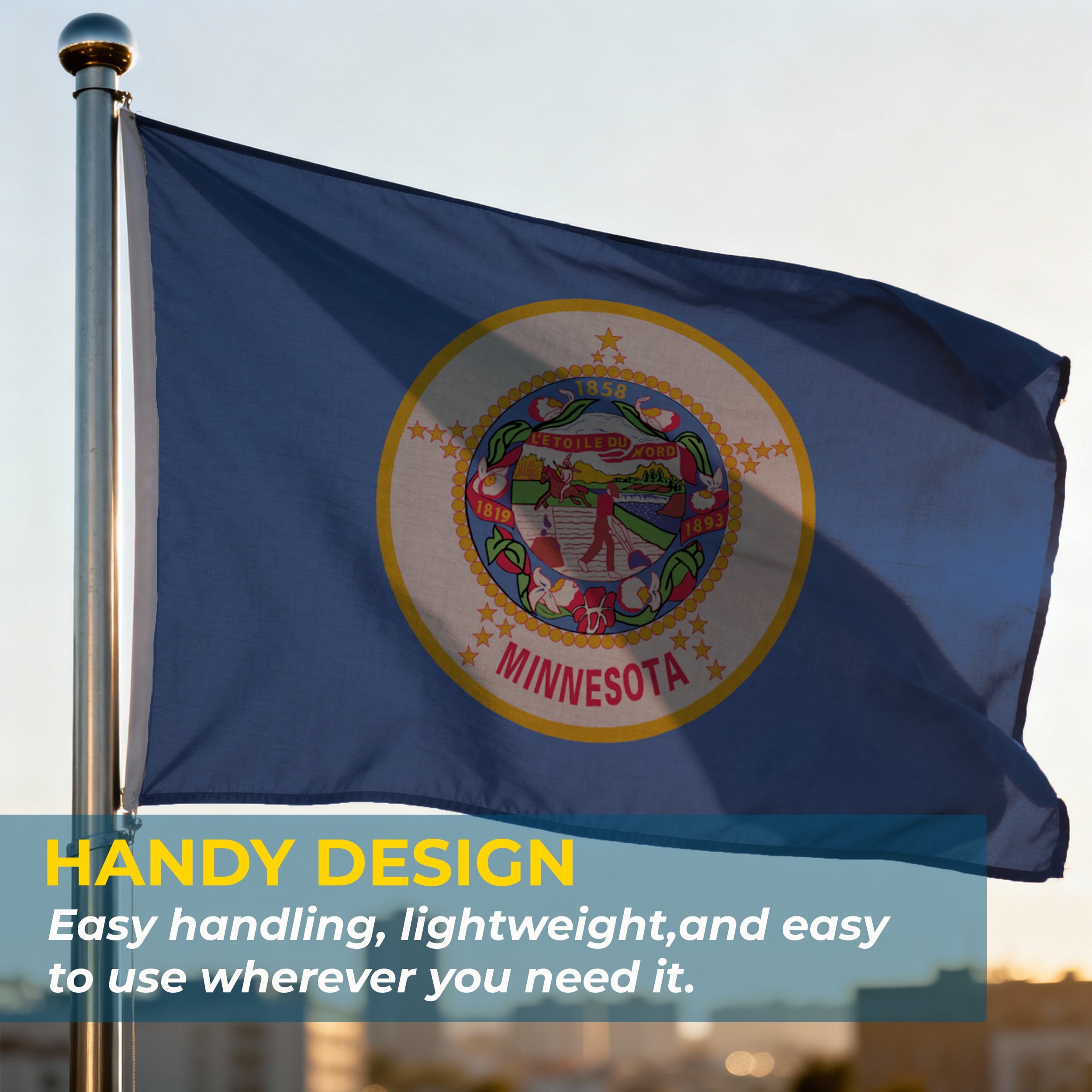 AGAS Minnesota State Flag 3x5 Ft – 200D Nylon Fade-Resistant with Brass Grommets & Stitched Edges.