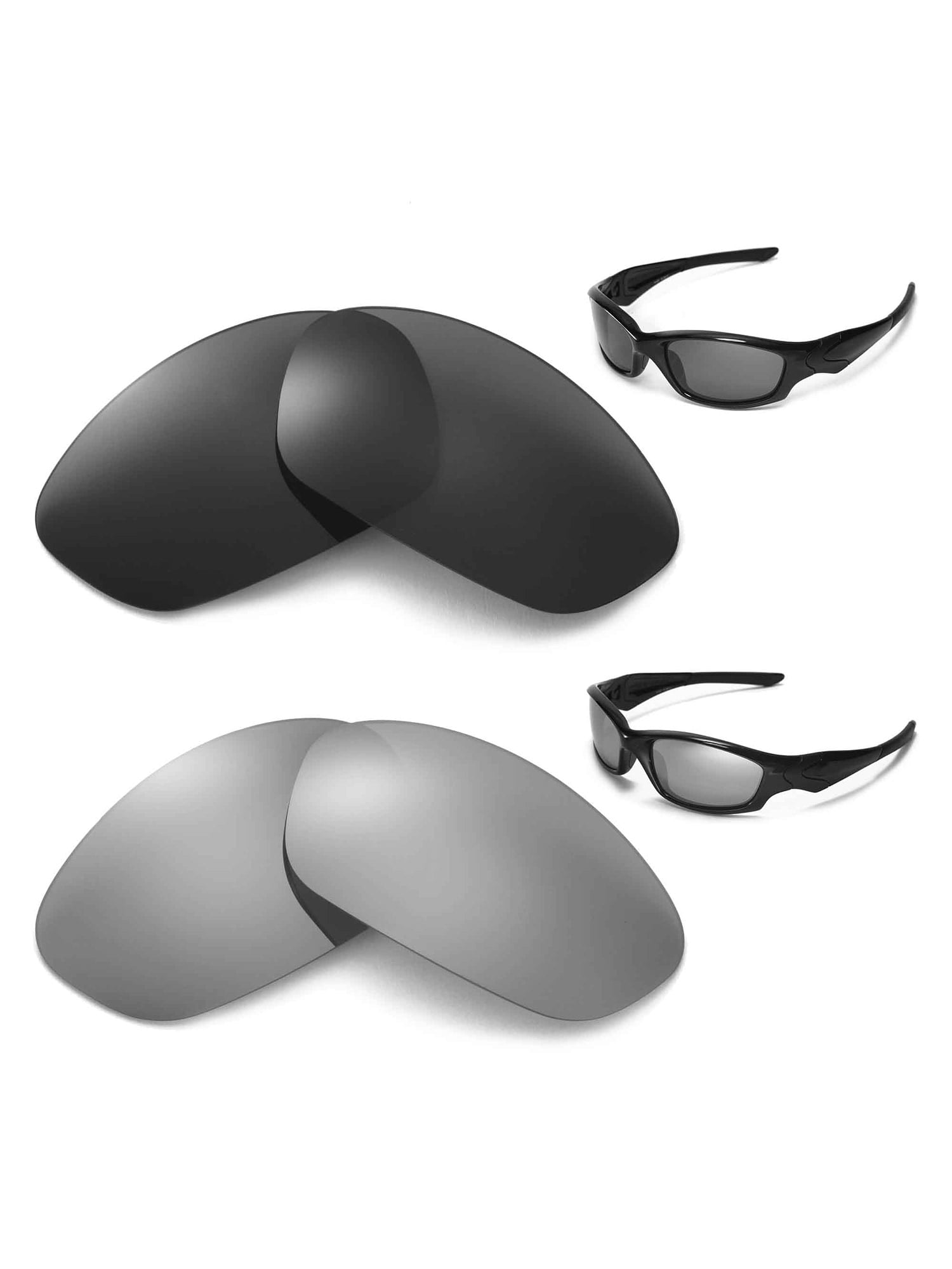 Walleva Titanium + Black Replacement Lenses Oakley Straight Jacket Sunglasses Walmart.com