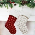 thumbnail image 7 of Christmas Stockings, White Red Velvet Quilted Christmas Stocking kit 18 Inch Large Gold Sequins Fuzzy Cuff Stuffers Bags Ornament Family Xmas Party Decorations, 3 Pack, 7 of 7