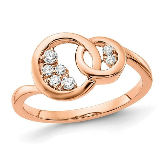1/7 Carat (ctw) Diamond Circle Ring in 14K Rose Pink Gold