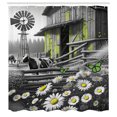thumbnail image 4 of Ambesonne Farmhouse Shower Curtain, Barn with Cow Butterflies, 69"Wx84"L, Lime Green and Grey, 4 of 4