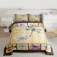 thumbnail image 2 of Manfei 3D Dragonfly Queen Comforter Set for Kids, Boho Insect Animal Bedding Sets, Vintage Patchwork Reversible Bedding Comforter Set, Lightweight Room Decor, 3 Pieces, 2 of 8