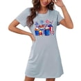 thumbnail image 4 of Mrat Nightgown for Women Women's Oversized Short Nightgown Fashion American Flag Star Print Short Sleeve Nightdress S-120 Blue S, 4 of 7
