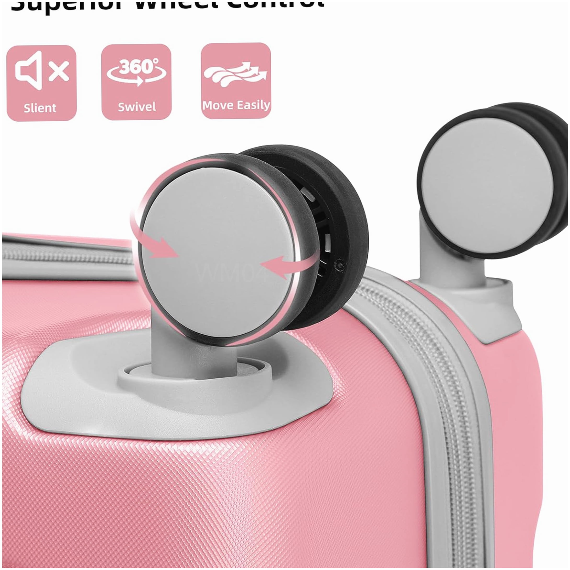MANGIJOY 6pc Pink ABS Hardshell Luggage with Spinner Wheels | Expandable Checked Bag &; Weekender Set