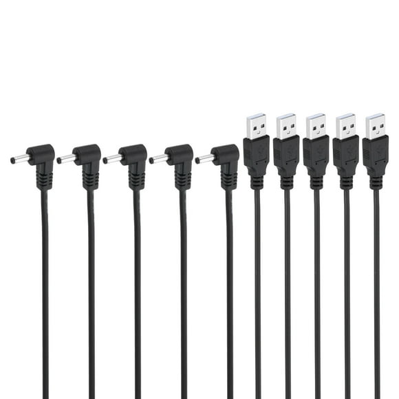 Unique Bargains USB 2.0 A Type to DC 3.5x1.35mm 90 Degree Angle Barrel Jack Power Cable, 5pcs Wire Adapter Connector Cord, Black