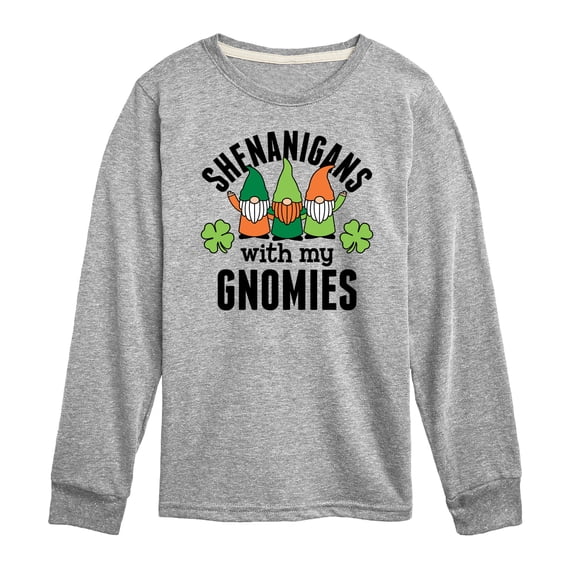 Instant Message - St. Patrick's Day - Shenanigans with my Gnomies - Toddler And Youth Long Sleeve Graphic T-Shirt