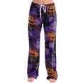 thumbnail image 2 of Pajama Pants for Women Halloween Ghost Bat Print Soft Drawstring Comfy Sleep Pants, 2 of 5