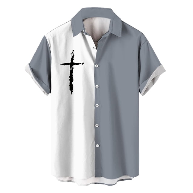 DGMIOCS Men's Spring Shirt Button Down Comfortable Easy Care Shirt Grey XXL