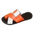 thumbnail image 4 of Rokment Women's Color Block Flat Flip Flops Slides Sandals Fashion Casual Leather Low Heels Beach Slip on Summer Shoes for Woman Orange Size 7, 4 of 5
