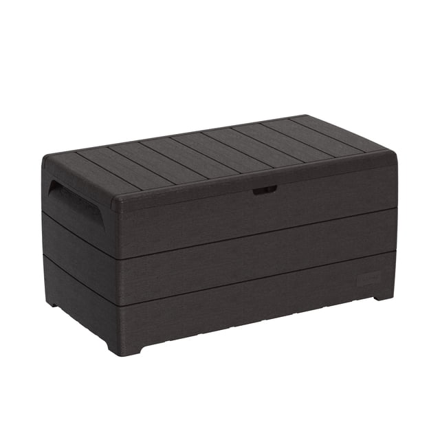 Duramax Boîte de Rangement Extérieure pour Terrasse et Jardin 110 Gal, Grain de Cèdre, Brun