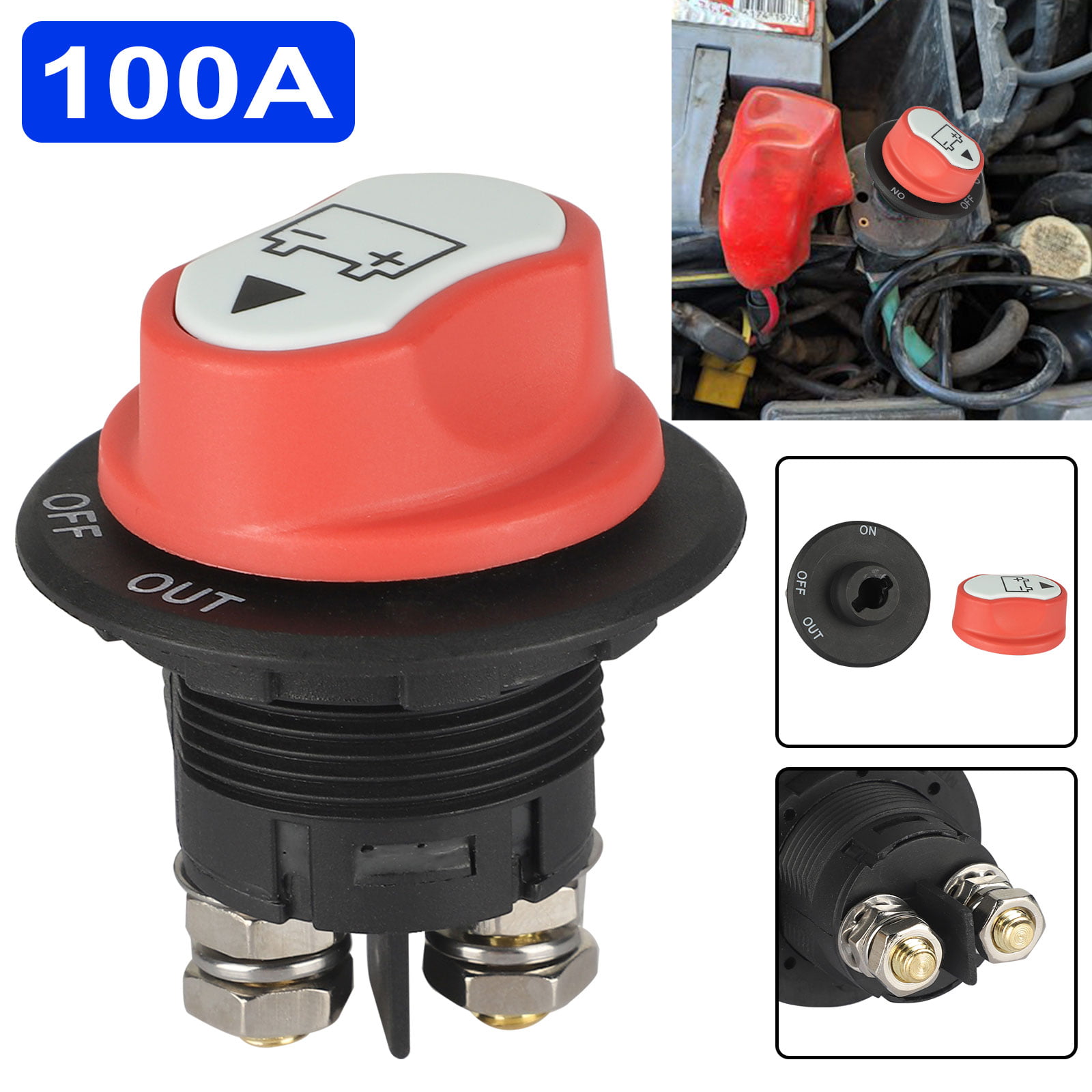 MIDIYA Battery Disconnect Isolator Master Switch 12V/24V 200A-500A for 5 seconds Car with 2 Removable Key Yacht Rotary Switch Isolator Master Power Cut Out/Off Kill Switch 