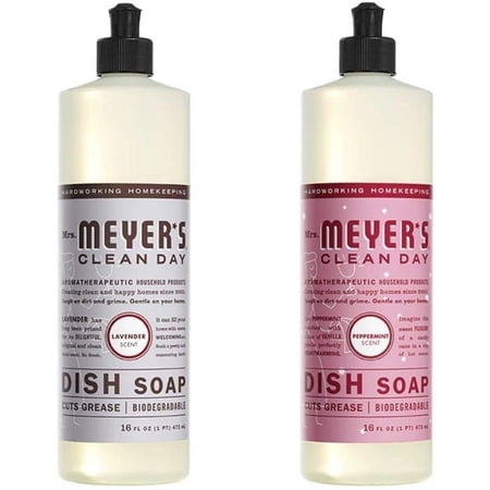 Liquid Dish Soap, Cruelty Free Formula, 1 Pack Lavender, 1 Pack Peppermint, 16 OZ each