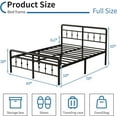 thumbnail image 3 of Lutown-Teen 16 Inch Full Size Bed Frame with Headboard and Footboard, Classic Metal Platform No Box Spring Needed Heavy Duty Victorian Style Iron-Art Mattress Foundation/Under Bed Storage, 3 of 5