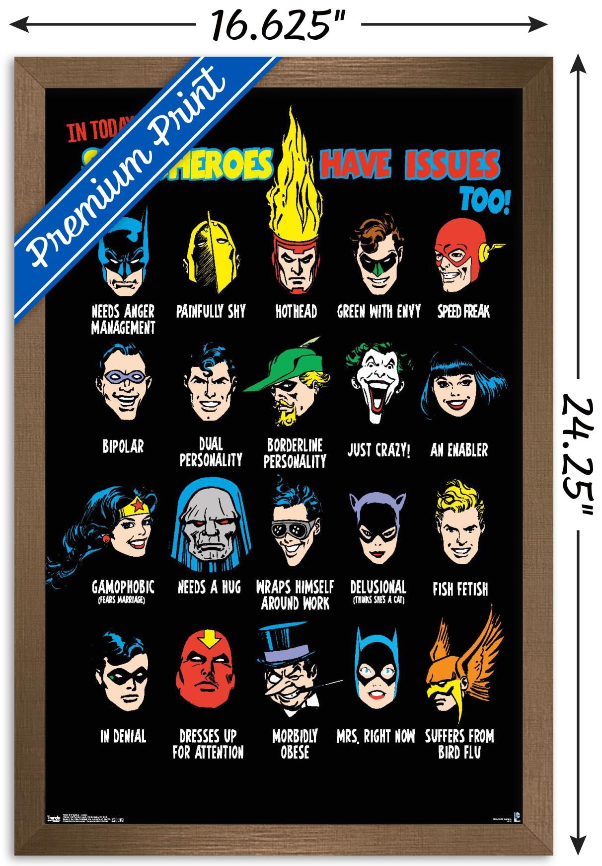 DC Comics - Justice League - Issues Wall Poster, 14.725" x 22.375", Framed
