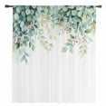 thumbnail image 2 of Eucalyptus Semi Sheer Curtains Drapes for Living Room, Bedroom, French Doors Window 96 Inches Long, Leaf Branch Nature Fruit Spring Summer Rod Pocket Chiffon Curtain Drapery Voile Draperies Panel, 2 of 6