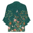 thumbnail image 4 of Xysaqa 3/4 Length Sleeve Womens Tops Boho Floral Printed T-Shirt Trendy V-Neck Summer Shirts Loose Fits Dressy Casual Ruffle 3/4 Sleeve Tunic Blouses Top S-2XL, 4 of 5