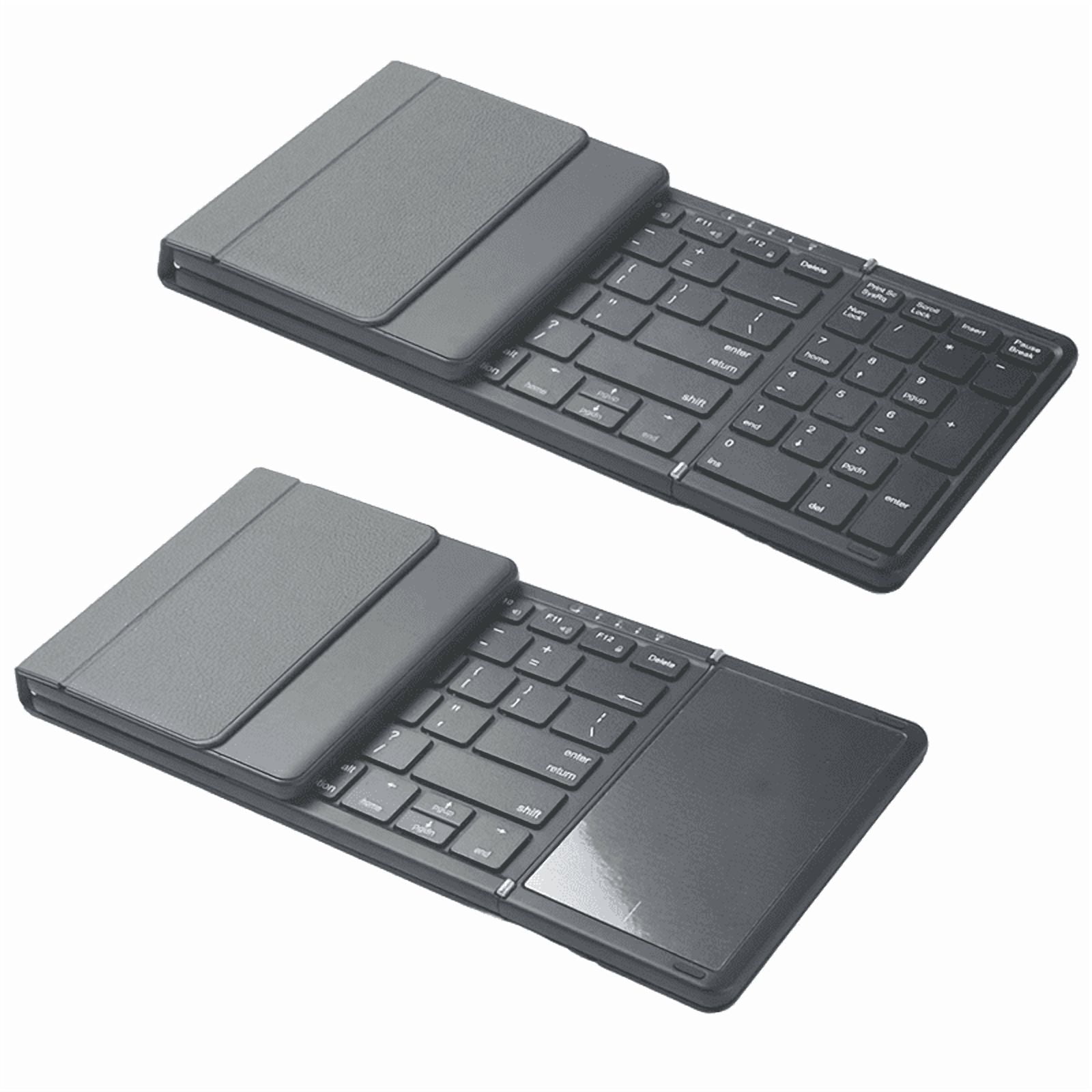 Folding Wireless Keyboard Touchpad Keypad Bluetooth Rechargeable Keyboard with Leather Case for Windows Phone PC Table