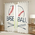 thumbnail image 2 of Homewish Cartoon Baseball Player Blackout Curtains Set of 2 (52x84 Each), Vintage Sports Window Curtains, Teens Kids Boys Girls Curtains and Drapes, Curtains and Drapes Decor, 2 of 6