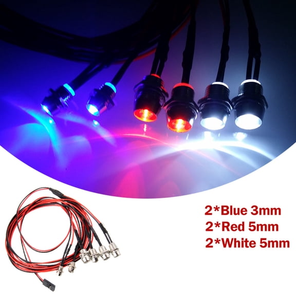 Taotanxi LED 6 Lights 2 Blue 2 White 2 Red for 1/10 1/8 Traxxas TRX4 HSP Axial SCX10 D90