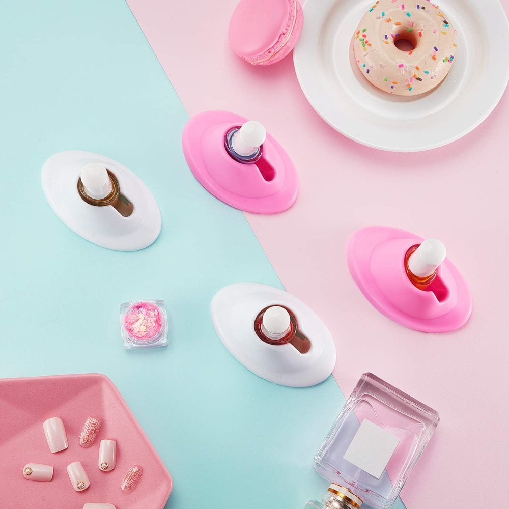 Pink Soft Rubber Nail Polish Holder - Anti-Spill Stand For Manicure & Nail Art