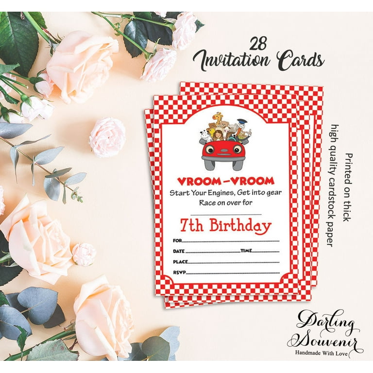 Darling Souvenir White Birthday Invitation Card Printable Fill or Write In  Blank Invites Party Supplies Pack Of 28 5 x 7 Inches - Walmart.com