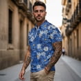 thumbnail image 3 of Aplkyhs Matching Golf Shirts for Couple Blue Daisy Quarter Zip Men's Casual Short Sleeve Cool Golf Shirts 4-Way Stretch for Golf,Tennis,Hiking,Running,Gym Breathable Fabric, 3 of 6