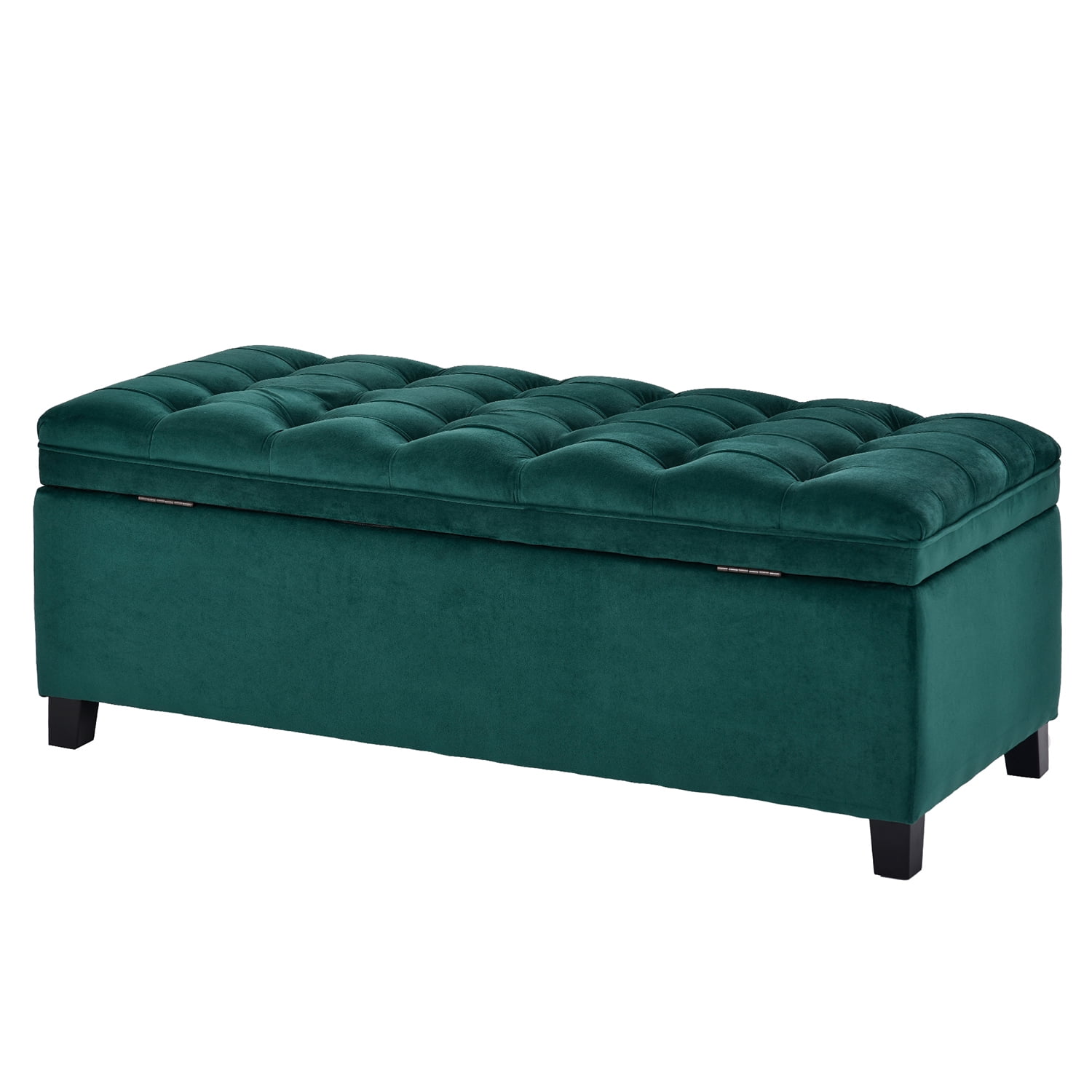 Kadyn Upholstered Flip Top Storage Bench, Storage Ottoman Bench with Button Tufted Top, Folding Chest Foot Rest Stool for Bedroom, Green