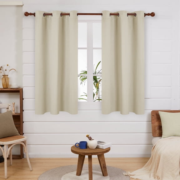 ZOPZO Solid Blackout Curtain with Silver Grommet for Bedroom, 42×45 inch, Beige, 1 Panel
