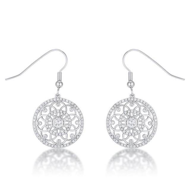0.95 CT Interlocking Circle Rhodium & Cubic Zirconia Earrings - Clear