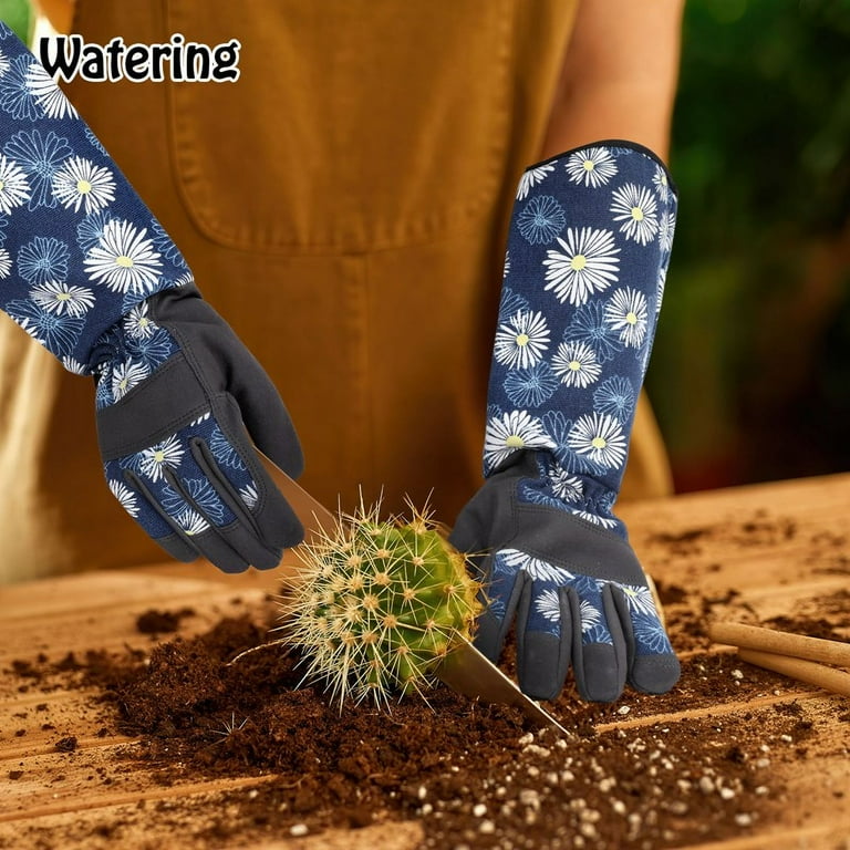 Qweryboo Women's Thick Leather Gardening Gloves, Long Sleeve