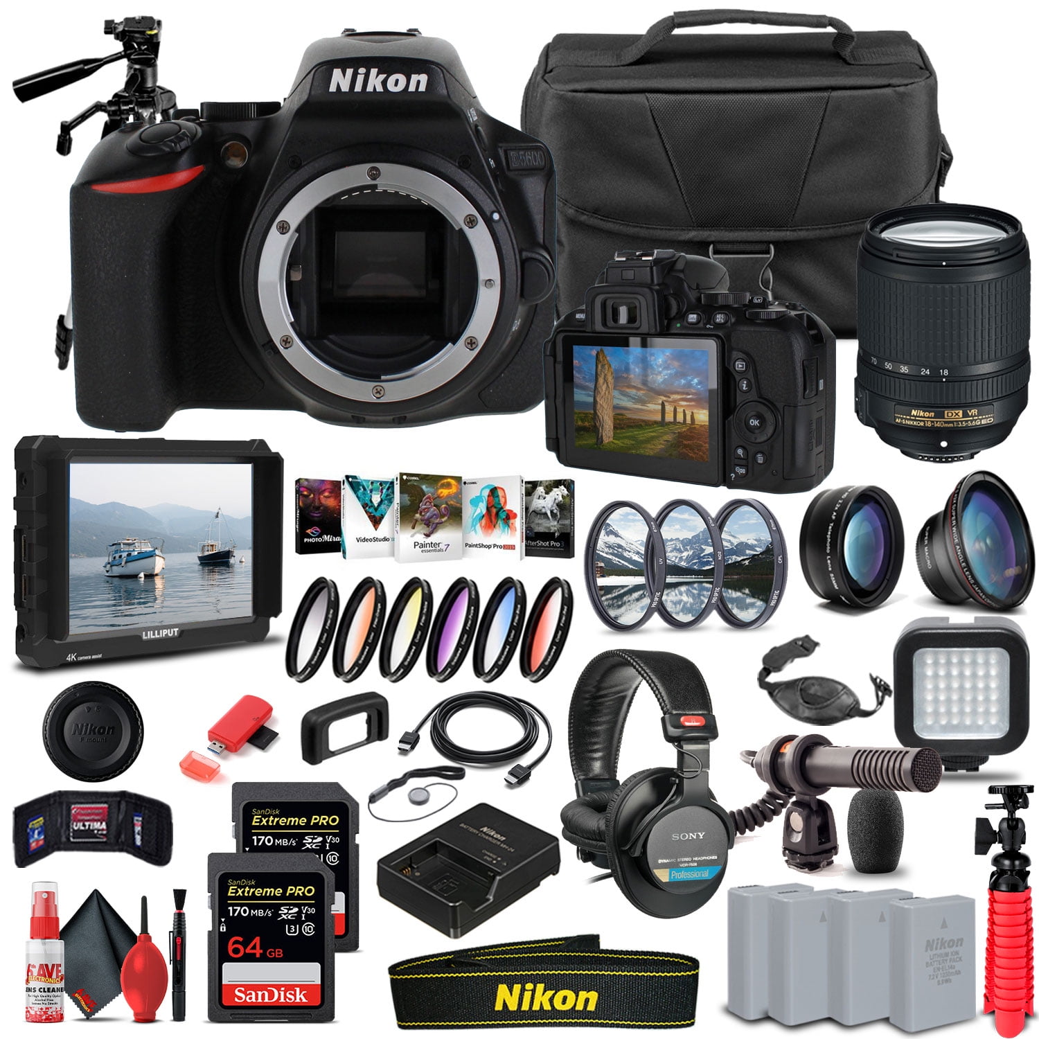 Nikon D5600 DSLR Camera 24.2MP with 18-140mm Lens 4K Video Pro Bundle (International Model)