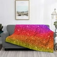 thumbnail image 2 of Yiaed Rainbow Glitter Print Blanket Throw Blanket Soft Cozy Flannel Blanket for Home Bed Sofa Couch Chair-50"x40", 2 of 6