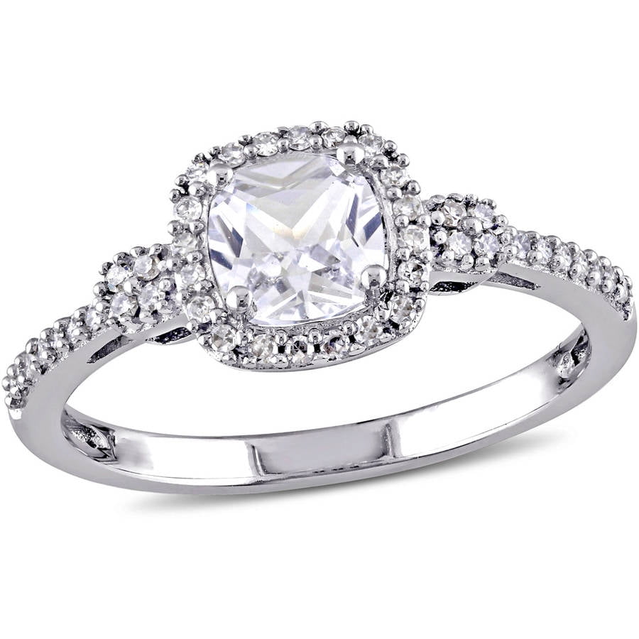 1/2ctw Diamond Halo Engagement Ring in 10k White Gold - Walmart.com