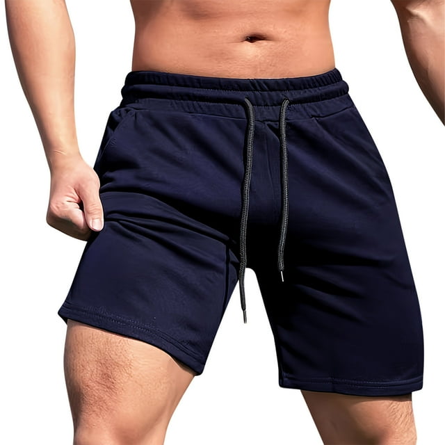 Mgmyaa Men's Running Shorts Solid Elastic Waist Drawstring Summer Beach Vocation Shorts Gym Workout Short Pants