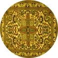 thumbnail image 1 of Ahgly Company Machine Washable Indoor Round Persian Yellow Traditional Area Rugs, 3' Round, 1 of 4