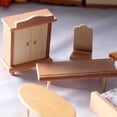 thumbnail image 3 of JWQFBC High Quality DIY Dollhouse Mini Living Room Bedroom Kitchen Set Wooden Furniture Bedroom set, 3 of 7