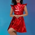 thumbnail image 3 of Shiny Holographic Metallic Dress for Women Neck High Waisted Knee Length Flare Skater Dress Rave Party Outfits, 3 of 5