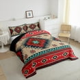 thumbnail image 2 of jejeloiu Ancient Geometric Rhombus Queen Comforter Set,Boho Exotic Style Bedding Sets,Rustic Aztec Triangle Bedding Comforter Set For Adults,Super Cozy Room Decor Reversible,3pcs, 2 of 7