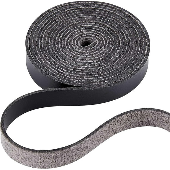 Leather Strap Strip 1/2 inch Wide 2M Long Leather Grain Black Belt Wrap Single Sided Flat Cord