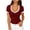 Wine [1], variant on qucoqpe Summer Crop Tops for Women Fashion Casual Slim Fitted Solid Color V-Neck Short Sleeve T-shirts Trendy Vacation Ribbed Blouses Going Out Basic Tees