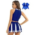 thumbnail image 2 of iEFiEL Women Cheerleading Costume Sleeveless Crop Tank Top Mini Pleated Skirt Cheer Leader Uniforms Blue S, 2 of 7
