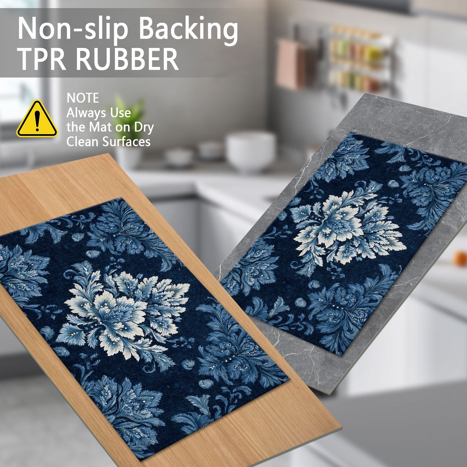3-Piece Farmhouse Kitchen Rug Set, Washable Anti Slip Striped Floor Mats in 3 Sizes, Stain Resistant Decor Rugs for Kitchen Hallway Bathroom Home Christmas Decor