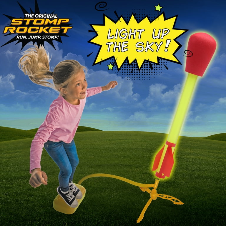 Stomp Rocket Original Ultra LED Rocket Launcher for Kids Soars 100 Ft 4 LED Light Foam Tipped Rockets and Adjustable Launcher Gift for Boys and