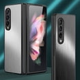 thumbnail image 5 of Compatible with Samsung Galaxy Z Fold 3 5G Case, Military Grade Protection Stainless Steel Metal Back Soft Silicone Shockproof Full Body Protective Slim Case for Galaxy Z Fold 3, Black, 5 of 9