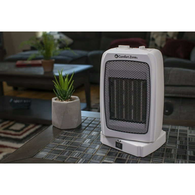 Comfort Zone Energy-Save 120V Oscillating Ceramic Heater, White - Walmart .com
