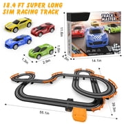Growsly Electric Cars Race Track Set with 4 High-Speed Slot Cars Dual Racing Game Lap Counter Circular Overpass Track for 4-12 Years Old Kids