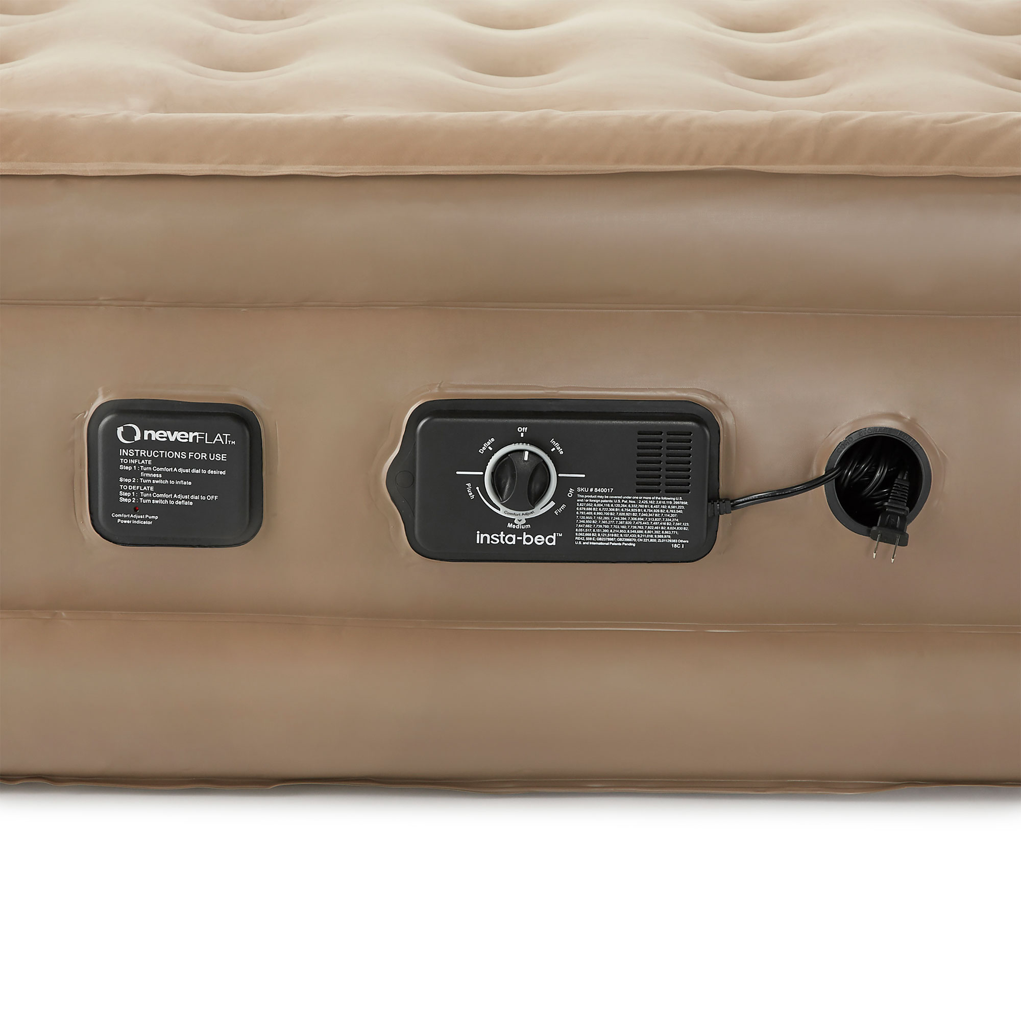 Insta-Bed Raised 18" Inflatable Queen Air Mattress w/ NeverFlat Pump, Beige - image 4 of 11